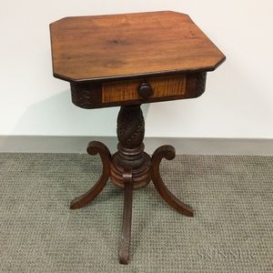 Classical Carved Mahogany and Maple One-drawer Stand