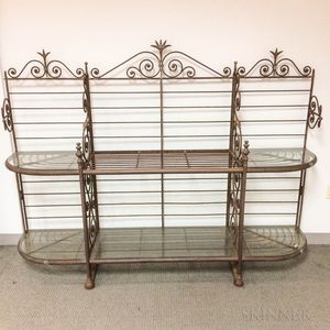 Large Scrolled Wrought Iron Baker's Rack