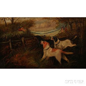 Attributed to Robert Cleminson (British, 1844-1903) Hunting Dogs and Pheasant