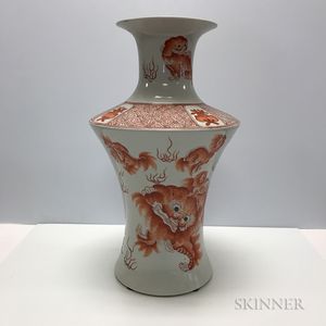 Flared Vase with Iron Red Decorations