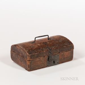 Small British Leather Covered Document Box