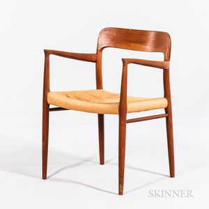 Danish Teak and Cord Armchair Attributed to Niels Otto Moller
