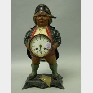 Bradley & Hubbard Painted Cast Iron Continental Figural Shelf Clock.