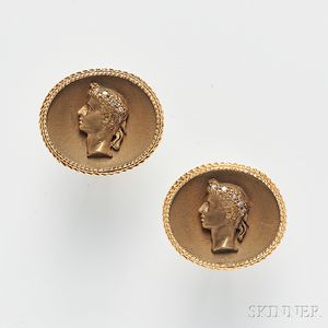 14kt Gold and Diamond Cuff Links