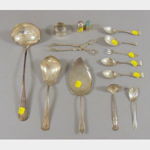 Group of Silver and Silver Plated Flatware and Serving Items