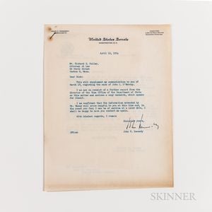 Two John F. Kennedy (1917-1963) Signed Documents Regarding an Immigration Case, 1954.