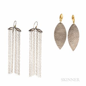 Two Pairs of Gurhan Sterling Silver and 24kt Gold Earrings