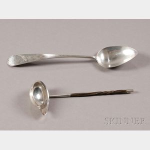Neoclassical Silver Tablespoon and a Small Sterling Ladle