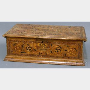 English Jacobean Marquetry-inlaid Oak Document Box