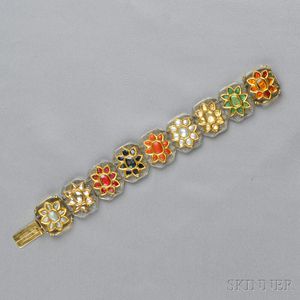 Gold and Gem-set Rock Crystal Bracelet