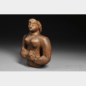 British School, 20th Century Female Nude with Hands Clasped
