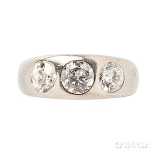 White Gold and Diamond Three-stone Ring