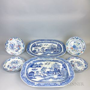 Seven Transfer-decorated Ceramic Items