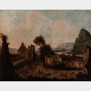 School of Emanuel Murant (Dutch, 1622-1695) Italianate Landscape with Ruins