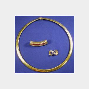 18kt Gold Necklace and Gem-set Slides