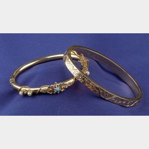 Edwardian 14kt Gold Bangle Bracelet, Sloan & Co.