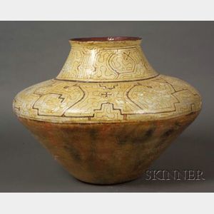Large South American Painted Pottery Jar