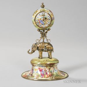 Viennese Silver-gilt and Enamel Clock