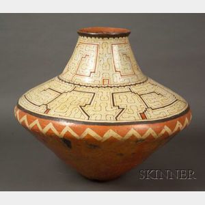 Large South American Polychrome Pottery Vessel