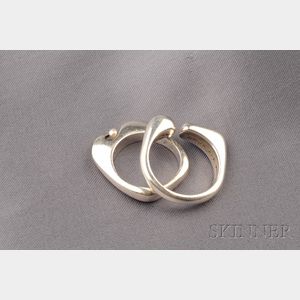 Two Abstract Sterling Silver Rings, Georg Jensen