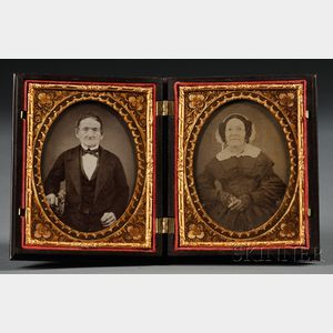Two Quarter Plate Ambrotype Portraits of an Elderly Couple