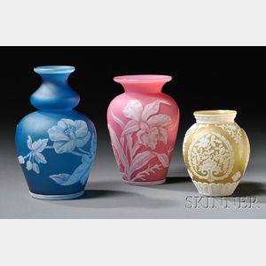 Three Small Cameo Glass Vases