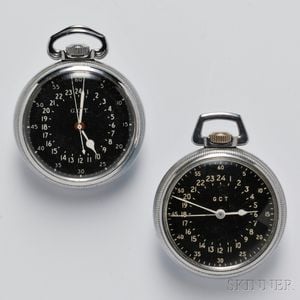 Two GCT Navigation Pocket Watches and Watch Carrying Case