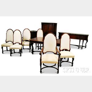Ten-piece Baroque-style Carved Walnut Dining Set