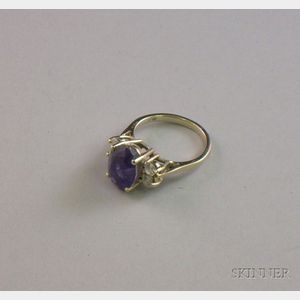 14kt Gold, Iolite, and Diamond Ring