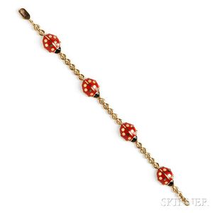 18kt Gold and Enamel Ladybug Bracelet, Cartier
