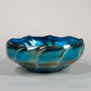 Large Tiffany Blue Favrile Bowl