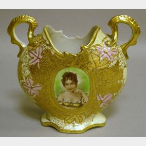 Vienna-style Parcel Gilt Porcelain Oval Vase