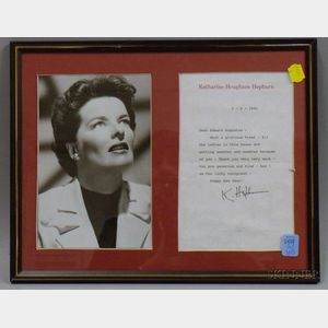 Katharine Hepburn Autographed Letter