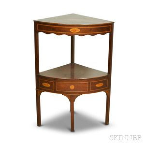Federal-style Inlaid Mahogany One-drawer Corner Stand