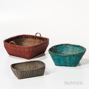 Three Painted Ash Splint Baskets