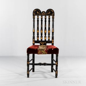 Black Paint-decorated Bannister-back Side Chair