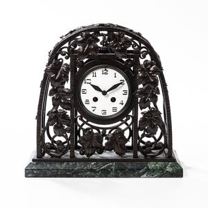 French Art Deco Wrought-iron Mantel Clock