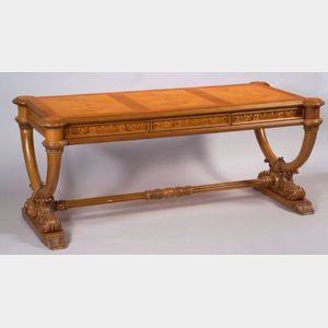 Empire-style Fruitwood Inlaid and Mahogany Writing Table