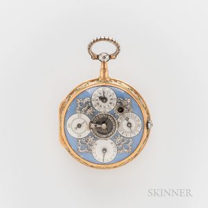 French Enameled and Diamond-set Open-face Watch