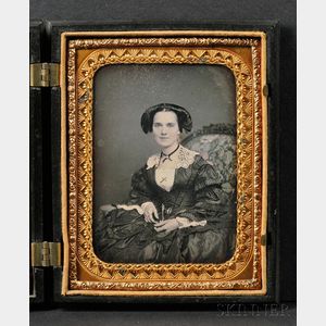 Quarter Plate Daguerreotype Portrait of an Elegantly Dressed Young Woman