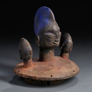 Yoruba Egungun Carved Wood Headdress