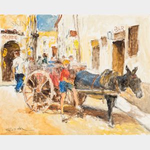 Pál Fried (Hungarian/American, 1893-1976) Boy with a Donkey Cart