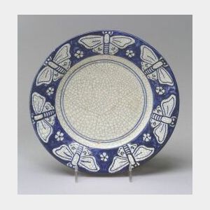 Dedham Pottery Moth with Flower Bread and Butter Plate