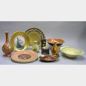 Twelve Assorted Decorated Pottery Table Items