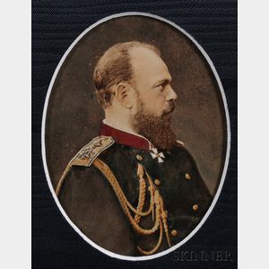 Attributed to Sergei Lvovich Levitsky (Russian, 1819-1898) Hand-colored Cabinet Photograph of Tsar Alexander III,