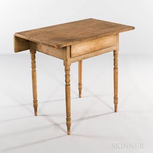 White-painted Turned-leg Table with Drawer
