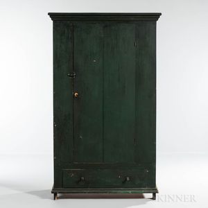 Green-painted Clothes Cupboard with Drawer