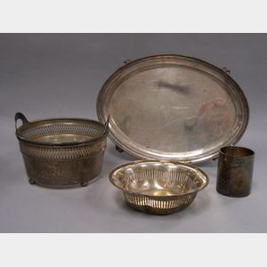 Sterling Silver International Ice Bucket, a Ball, Black & Co. Footed Tray, a Childs Cup, and a Small Bowl.