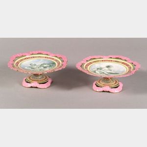 Pair of Porcelain Handpainted Compotes