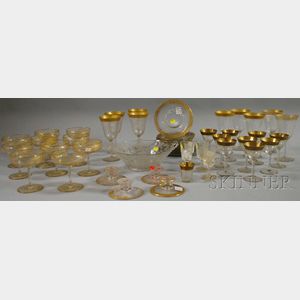 Approximately Forty-eight Pieces of Mostly Gilt-rimmed Colorless Glass
